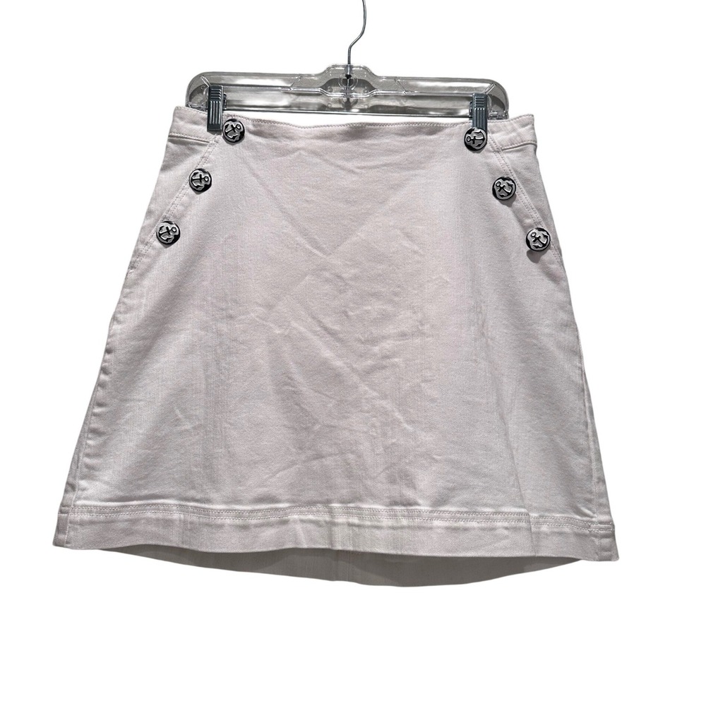 1901 White Nautical Preppy Mini Skirt Cotton Size 10 Petite‎ Anchor Cottagecore